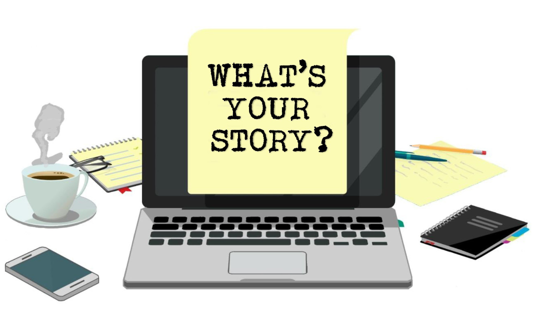 What's Your Story written on a computer screen